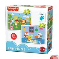 Fisher Price Bebek Puzzle baby puzzle railway & bedtime 2 in 1 24 ve 12 parça 2+