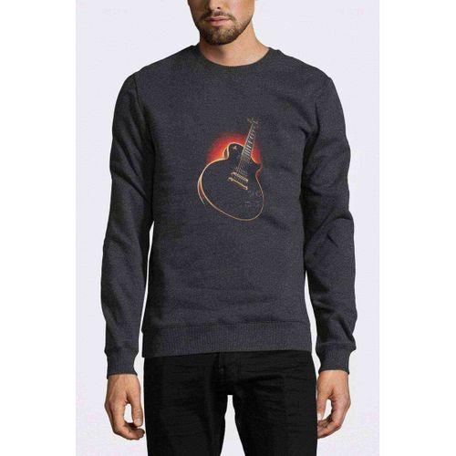 Les Paul Baskılı Füme Antrasit Erkek Sweatshirt
