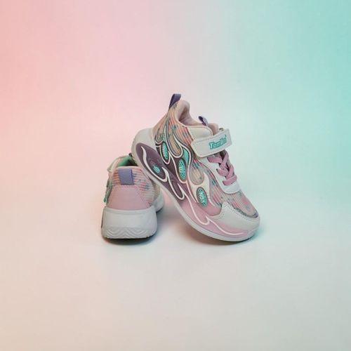 TomWins 015 Beyaz-Pembe Cırtlı Kız Çocuk Spor Ayakkabı