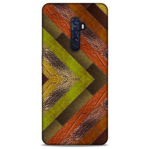 Oppo Reno 2 Kılıf Patchwork (10) Full Koruma Kılıfı Yeşil Turuncu