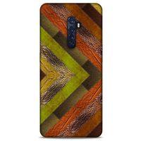 Oppo Reno 2 Kılıf Patchwork (10) Full Koruma Kılıfı Yeşil Turuncu