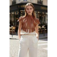 Taba Kadın Kemer Deri Şeritli Yüksek Yaka Vücut Aksesuarı - Brf1257