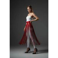 Kırmızı Etek Uzun Püskül Detaylı Etek Suni Deri Etek - Brf1003