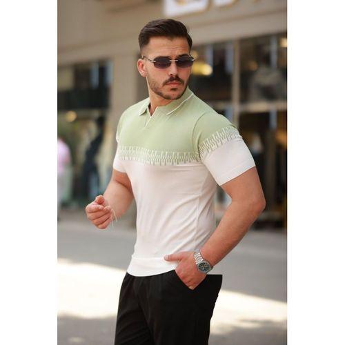 Erkek Hemşire Yaka çift Renk Kısa Kollu Tişört