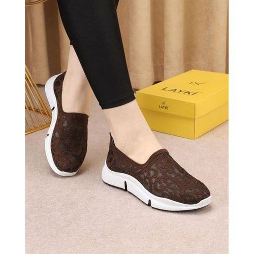 Sela Kahve Renkli Desenli Yazlık Yürüyüş Ayakkabı Sneakers