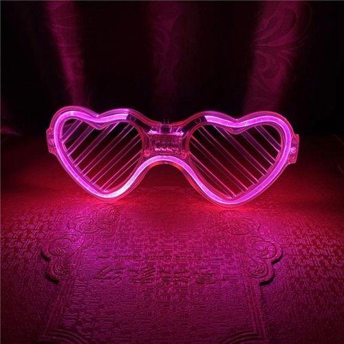 Pembe LED Işıklı Kalp Gözlük – 3 Modlu Parti &amp;