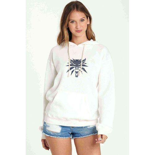 Witcher Baskılı Beyaz Kadın Kapşonlu Sweatshirt