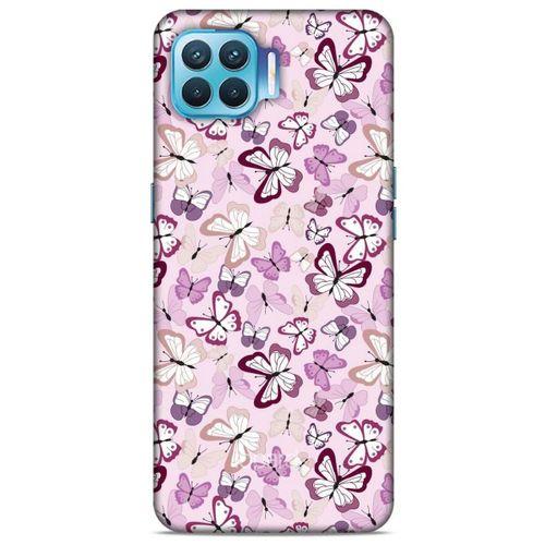 Oppo Reno 4 Lite Kılıf Kelebek Etkisi (2) Kabı Mor Beyaz