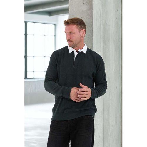 Polo Yaka Selanik Örme Kumaş Erkek Sweatshirt - NeftiYeşili