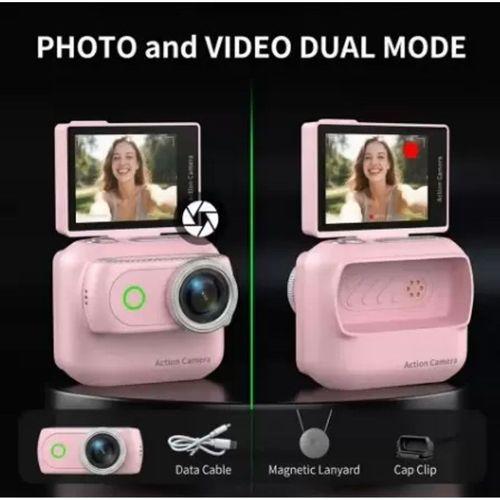 1080p Dijital Video Kamera (32gb) Kart Dijital Vlog Fotoğraf Makinesi Türkçe Pembe