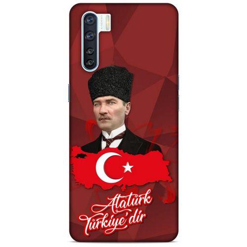 Oppo A91 Kılıf Atatürk (43) Thin Fit Kılıf Kırmızı Mozaik