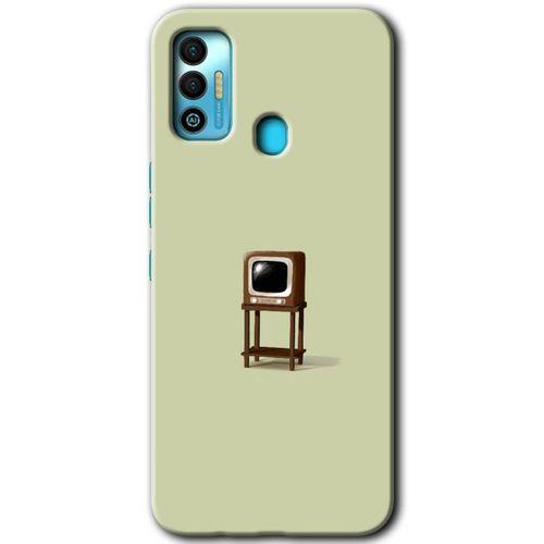 MRCİLETİSİM Tecno Spark 7T Kılıf HD Desen Baskılı Arka Kapak+Temperli Cam - Retro-TV