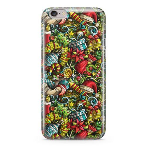 Apple iPhone 6 Plus - 6S Plus Kılıf Yılbaşı Süsleri Doodle Arka Kapak Koruma Desenli Full Koruyucu