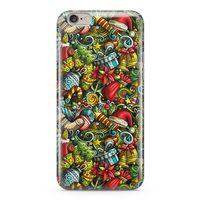Apple iPhone 6 Plus - 6S Plus Kılıf Yılbaşı Süsleri Doodle Arka Kapak Koruma Desenli Full Koruyucu