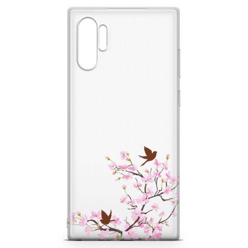 Samsung Galaxy Note 10 Plus Kılıf Peony Kuşlar Arka Kapak Koruma Desenli Full Koruyucu