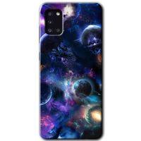 MRCİLETİSİM Samsung Galaxy A31 Kılıf Baskılı Kapak - Gezegen Karışımı + 5D Tam Kaplayan Cam