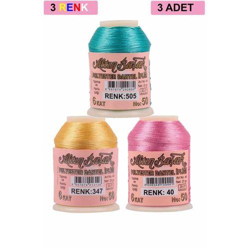 3 Adet Altınbaşak Oya ve Dantel İpi 20 gr - Royaleks - No: 347 - 040 - 505