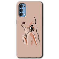 Oppo Reno 4 Kılıf Baskılı Kapak - Çizim Silüet + 5D Tam Kaplayan Cam