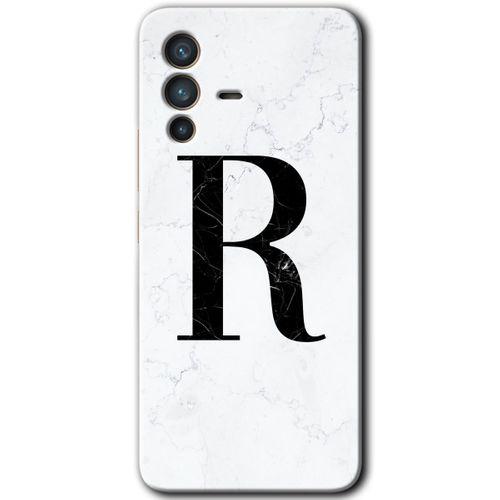 Vivo V23 5G Kılıf HD Desen Baskılı Arka Kapak - Beyaz Mermer Desenli R Harfi