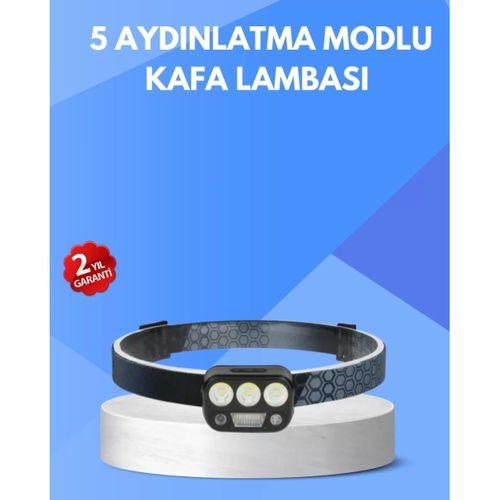 300 Lümen Sensörlü Led Kafa Lambası Usb Şarjlı Sos Modlu