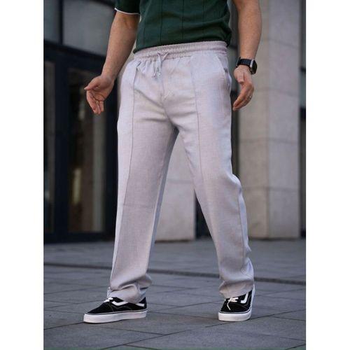 Erkek Keten Cepli Çıma Dikişli Jogger Buggy Pantalon Rahat Kalıp - Gri