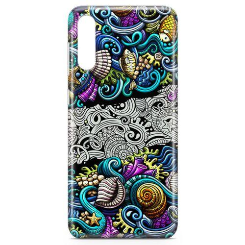 Samsung Galaxy A70s Kılıf Deniz Mahsulleri Doodle Arka Kapak Koruma Desenli Full Koruyucu