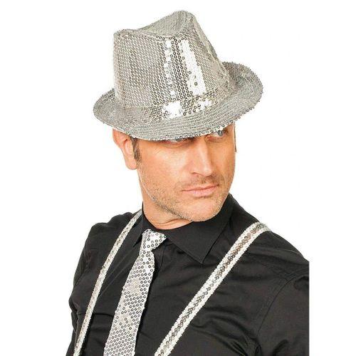 Gümüş Payetli Fötr Şapka Yetişkin Boy