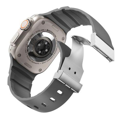 Apple Watch 44mm Zore KRD-145 Metal Tokalı Silikon Kordon