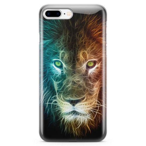 Apple iPhone 8 Plus Kılıf Neon Aslan Arka Kapak Koruma Desenli Full Koruyucu