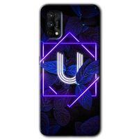 Realme 7 Pro Kılıf HD Desen Baskılı Arka Kapak + Temperli Cam - Dark Neon Yaprak U Harfi
