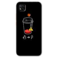 Xiaomi Redmi 9c Kılıf HD Desen Baskılı Arka Kapak + Temperli Cam - Coffee Battery