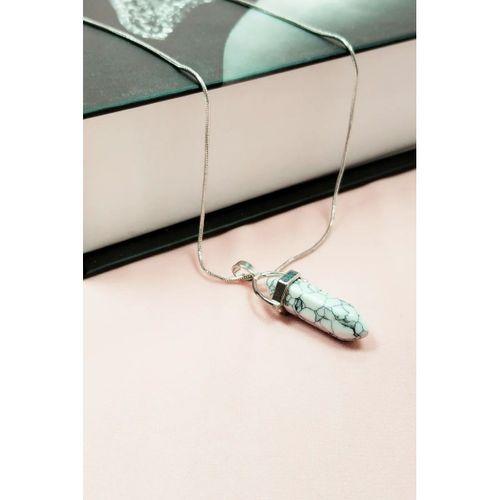 Havlit Doğal Taşı Zincirli El Yapımı Tasarımlı Kolye Uç: 3,5 cm Zincir: 20 cm Kutulu