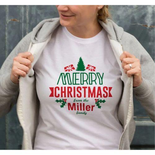 Yılbaşı Merry Christmas Miller Baskılı Oversize Bisiklet Yaka T-shirt - Beyaz
