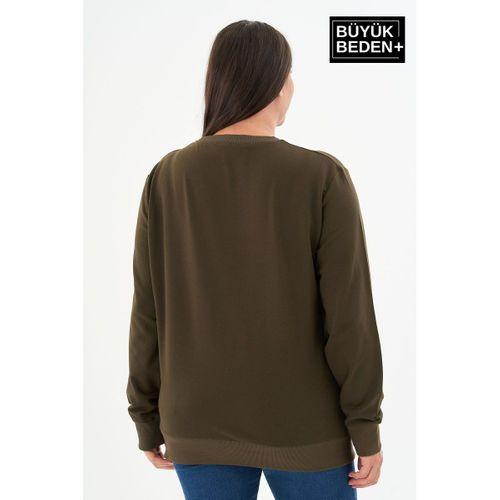 Kadın Büyük Beden Bisiklet Yaka İnce Sweatshirt – Regular Fit %64 Pamuklu SPR26BSWk956