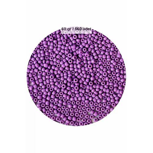 Mor Renk 4 mm Yaklaşık 660 adet / 60 gram Cam Boncuk Oya Yazma Bileklik ve Kolye