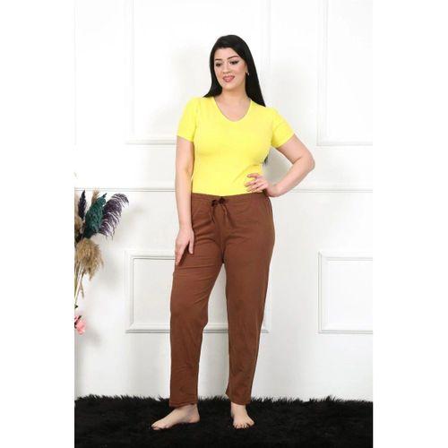 Kadın Pamuklu Büyük Beden Alt Pijama Kahve