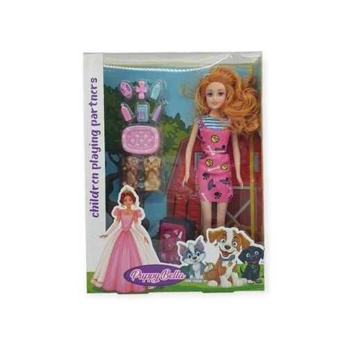 Puppy Bella 30 cm Bebek ve Köpek Bakım Seti - Pembe Elbise