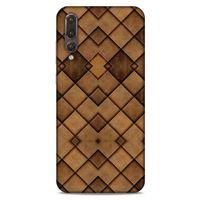 Huawei P20 Pro Kılıf Patchwork (26) Tpu Silikon Kılıf Açık Kahverengi