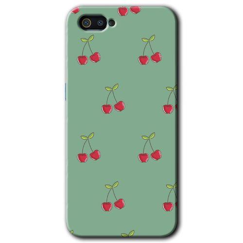 Realme C2 Kılıf HD Desen Baskılı Arka Kapak + Temperli Cam - Kiraz Berry