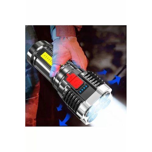 Ultra Parlak El Feneri Usb Şarj 4 Led+yan Cob Led Taktik Günlük Hayat Kamp Avcılık El Feneri