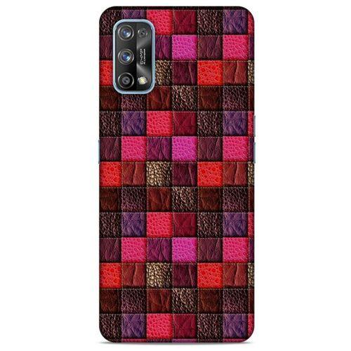 Oppo Realme 7 Pro Kılıf Patchwork (22) Tam Koruma Kılıfı Fuşya Bordo