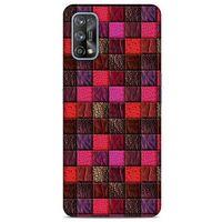 Oppo Realme 7 Pro Kılıf Patchwork (22) Tam Koruma Kılıfı Fuşya Bordo