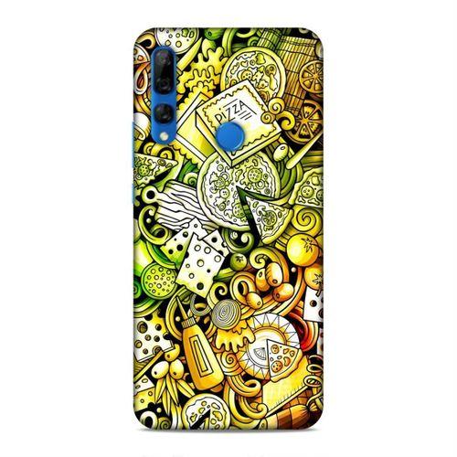 Huawei Y9 Prime 2019 Kılıf Pizza Doodle Arka Kapak Silikon Koruma Full Koruyucu