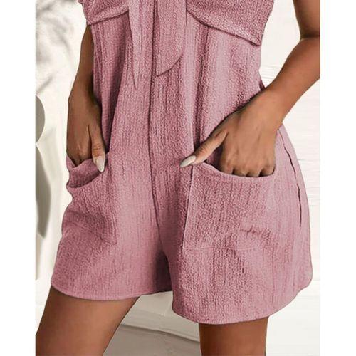 Kadın Askı Aksesuarlı önü Bağlama Detay Salopet şort Tulum