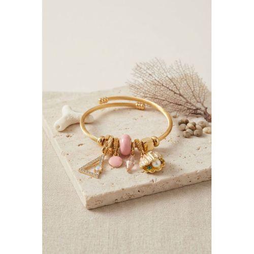 Pembe Deniz Kabuğu Model Gold Renk Charmlı Bileklik