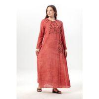 Uzun Kol Sultan Tek Cepli Yazlık Uzun Poplin Elbise Kiremit Krmt