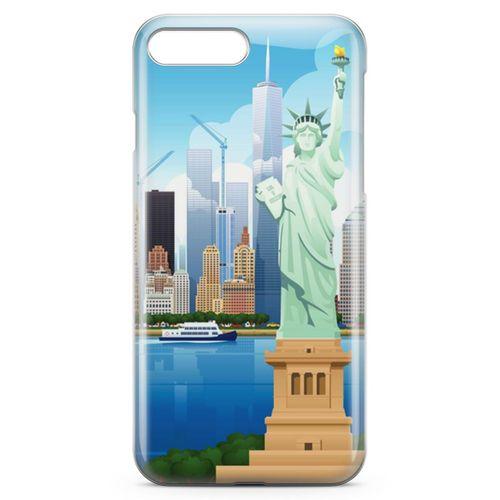 Apple iPhone 8 Plus Kılıf Özgürlük Heykeli Newyork Arka Kapak Koruma Desenli Full Koruyucu