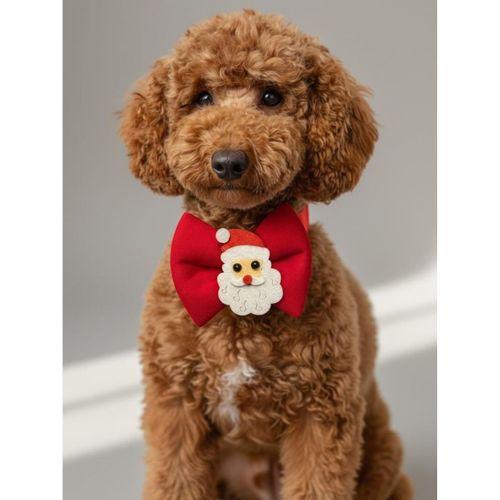 Rudolph Küçük Irk Köpek Papyon Tasması | Kırmızı Fiyonk Boyun Aksesuarı | Noel Temalı Köpek Süsü