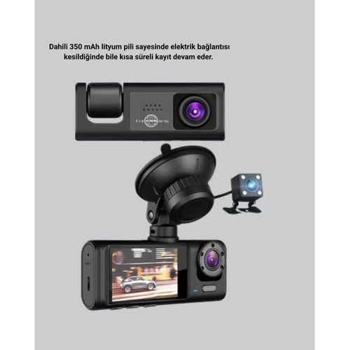 Full Hd Üç Kameralı Araç Kamerası 170° Geniş Açılı Ve Park Destekli