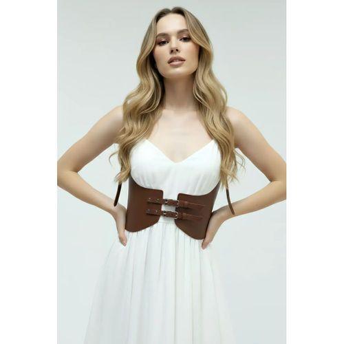 Taba Renk Kalın Kadın Kemeri, Deri Kemer Harness - APFT605